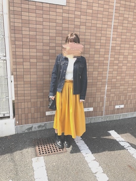 「Right-on（ライトオン）のアイテム（デニムジャケット）」を使った、もんじろうさん（レディース・158cm）の春コーディネート