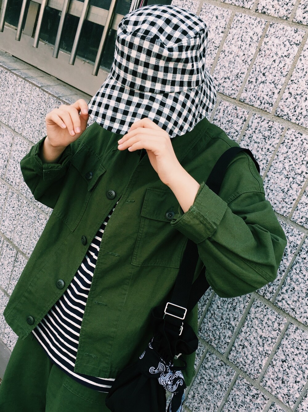 「green、ootd、outfit、dailylook、Dot＆Stripes CHILD　WOMAN」｜「Dot＆Stripes CHILD WOMANのアイテム（ミリタリージャケット、グリーン系）」を使った、mushr000000mさん（レディース・168cm）の秋コーディネートの1枚目の写真