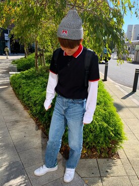 ポロシャツを使った ニット帽 のメンズ人気ファッションコーディネート 年齢 15歳 19歳 Wear