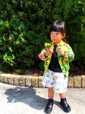 「GAP（ギャップ）のアイテム（ブルゾン）」を使った、ミスアヤさん（キッズ・80cm）の春コーディネート
