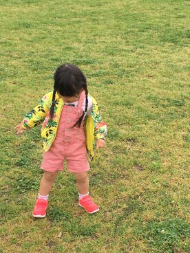 「GAP（ギャップ）のアイテム（ブルゾン）」を使った、ミスアヤさん（キッズ・80cm）の春コーディネート