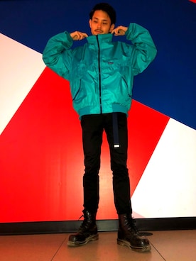 「HUF」｜「アイテム（ナイロンジャケット）」を使った、esuさん（メンズ・178cm）の秋コーディネート