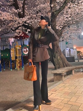 「EGOIST（エゴイスト）のアイテム（バッグ）」を使った、shibukiさん（レディース・156cm）の春コーディネート