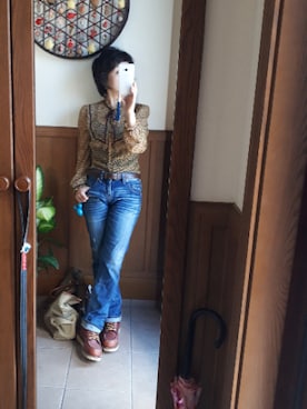 「Rubyrivet（ルビーリベット）のアイテム（トップス）」を使った、きよさん（レディース・149cm）の秋コーディネート