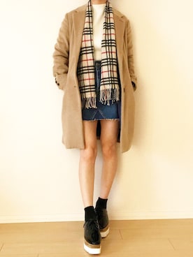 「オックスフォードシューズ」｜「アイテム（チェスターコート）」を使った、Saaさん（レディース・153cm）の冬コーディネート