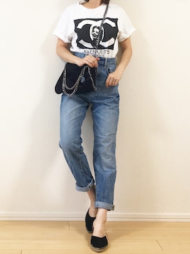 「ハイウエストストレートジーンズ」｜Saaさん（レディース・153cm）の春コーディネート