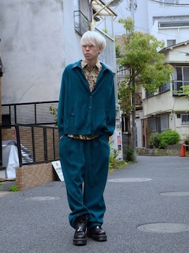 「no brand（ノーブランド）のアイテム（セットアップ）」を使った、dude_harajukuさん（メンズ・178cm）の春コーディネート