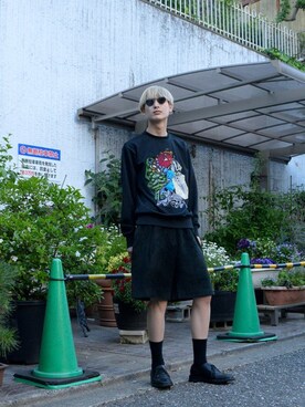 「N.HOOLYWOOD」｜「アイテム（スウェット）」を使った、dude_harajukuさん（メンズ・178cm）の夏コーディネート