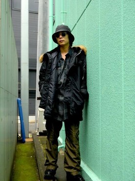 「alpha」｜「アイテム（モッズコート）」を使った、dude_harajukuさん（メンズ・164cm）の秋コーディネート