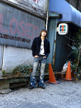 「no brand（ノーブランド）のアイテム（ジャケット/アウター）」を使った、dude_harajukuさん（メンズ・165cm）の冬コーディネート