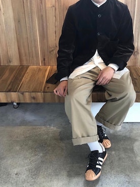 「Scye（サイ）のアイテム（ブルゾン）」を使った、王波波💯 Eason Wangさん（メンズ・175cm）の冬コーディネート