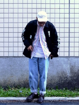 「FLAGSTUFF（フラグスタフ）のアイテム（ジャケット/アウター）」を使った、王波波💯 Eason Wangさん（メンズ・175cm）の冬コーディネート