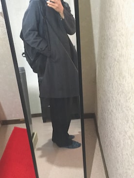 「JOHN LAWRENCE SULLIVAN accessory（ジョンローレンスサリバンアクセサリー）のアイテム（ステンカラーコート）」を使った、yoさん（メンズ・171cm）の冬コーディネート