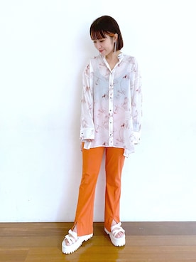 「マーブルシャツ」｜サオリ(jeanasis)さん（レディース・154cm）の春コーディネート