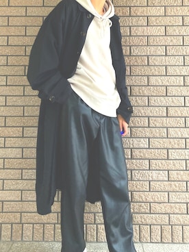 「WYM」｜「アイテム（ステンカラーコート）」を使った、ゆう[相互]さん（メンズ・175cm）の春コーディネート