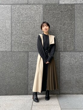 fumika  nishizawa使用「UNITED TOKYO（アシメブロッキングワンピース）」的時尚穿搭