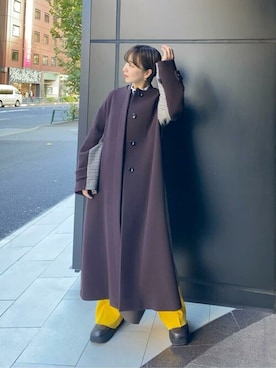 「ダウンコート」｜「アイテム（ノーカラーコート）」を使った、fumika  nishizawaさん（レディース・149cm）の冬コーディネート