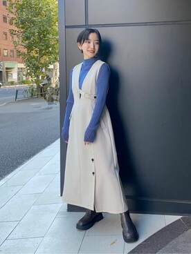 UNITED TOKYO Vネックステッチジャンパースカート