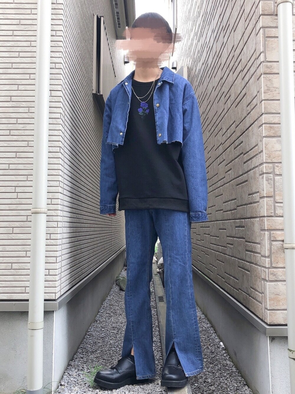 「wearhalloween2019、秋のコーデ、休日スタイル、セットアップ、スウェット、フレアパンツ、コーチジャケット、GU、HARE、adrer」｜「HAREのデザインチェーンネックレス(HARE)（ネックレス、シルバー系）」を使った、Manato「U170」さん（メンズ・168cm）の秋コーディネートの1枚目の写真