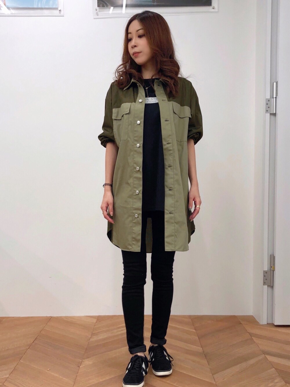 「ブロッキング、ブロッキングシャツ、genderless、ジェンダーレス、シャツスタイル、paulstuartadvance、ootd、outfit、秋のコーデ、秋色」｜「Paul Stuart advanceのLiam（リアム）カラーブロッキングシャツ（シャツ/ブラウス、グリーン系）」を使った、paulstuartadvanceさん（レディース・151cm）の秋コーディネートの1枚目の写真