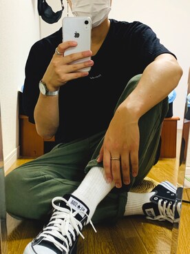 「ワイドシルエット」｜「アイテム（アナログ腕時計）」を使った、奏さん（メンズ・180cm）の夏コーディネート