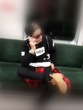 「HBA（フードバイエアー）のアイテム」を使った、れいぴーさん（メンズ・174cm）の春コーディネート