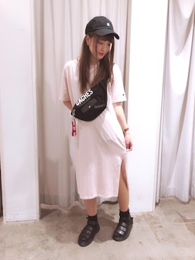 「ベルトサンダル」｜「アイテム（ワンピース/ドレス）」を使った、ayano♡さん（レディース・155cm）の春コーディネート