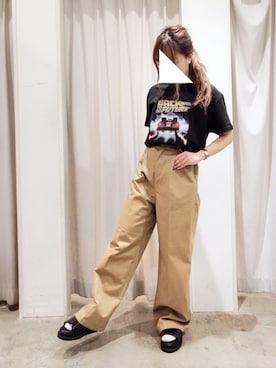 「E hyphen world gallery（イーハイフンワールドギャラリー）のアイテム（Tシャツ/カットソー）」を使った、ayano♡さん（レディース・155cm）の春コーディネート