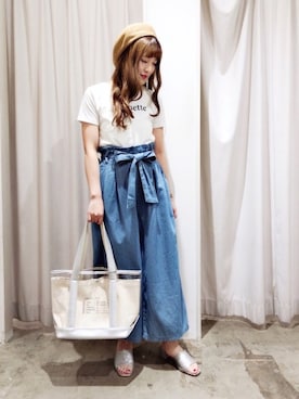 「アイテム（ハンチング/ベレー帽、イエロー系）」を使った、ayano♡さん（レディース・155cm）の春コーディネート
