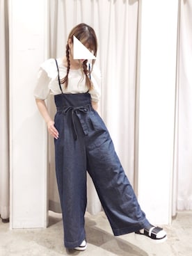 「E hyphen world gallery（イーハイフンワールドギャラリー）のアイテム（シャツ/ブラウス）」を使った、ayano♡さん（レディース・155cm）の春コーディネート