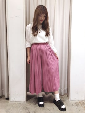 「E hyphen world gallery（イーハイフンワールドギャラリー）のアイテム（シャツ/ブラウス）」を使った、ayano♡さん（レディース・155cm）の夏コーディネート