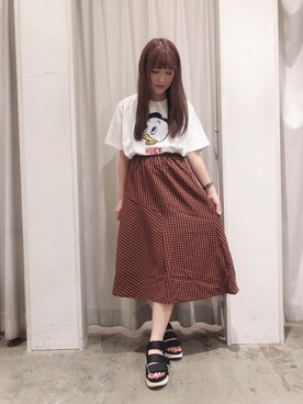 ayano♡さんの「・チェックアシメスカート」を使ったコーディネート