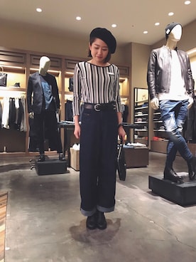 「CA4LA（カシラ）のアイテム（ハンチング/ベレー帽）」を使った、yuhさん（レディース・162cm）の冬コーディネート