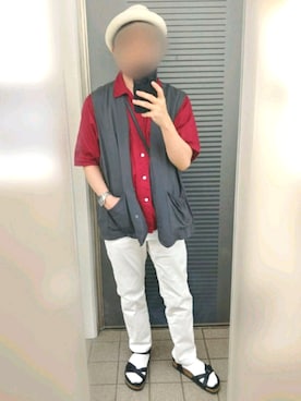 「白デニム」｜「アイテム（その他アウター）」を使った、Qちゃんさん（メンズ・157cm）の春コーディネート