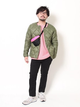 「NEWBALANCE」｜「アイテム（ダウンジャケット/コート）」を使った、リッキー ほそださん（メンズ・162cm）の秋コーディネート
