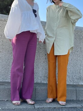 「アイテム（サンダル、ゴールド系）」を使った、nanaさん（レディース・163cm）の春コーディネート