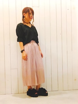 「E hyphen world gallery（イーハイフンワールドギャラリー）のアイテム（シャツ/ブラウス）」を使った、suika☺︎さん（レディース・150cm）の夏コーディネート
