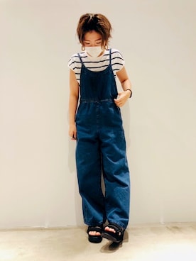 「ラフスタイル」｜「アイテム（サロペット/オーバーオール）」を使った、suika☺︎さん（レディース・150cm）の夏コーディネート