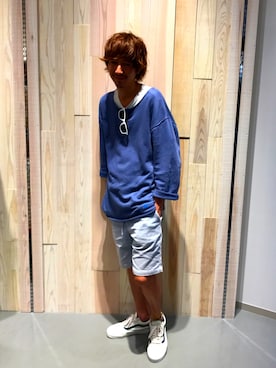 「ノーティードッグ」｜「アイテム（スウェット）」を使った、sakurakoooooさん（メンズ・170cm）の春コーディネート