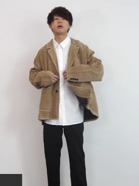 「LIDNM（リドム）のアイテム（ダッフルコート）」を使った、たやさん（メンズ・172cm）の秋コーディネート