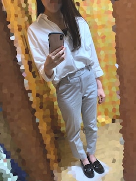 「無印良品（ムジルシリョウヒン）のアイテム（シャツ/ブラウス、ホワイト系）」を使った、をさん（レディース・160cm）の夏コーディネート