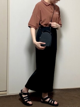 「GU（ジーユー）のアイテム（スカート、ブラック系）」を使った、をさん（レディース・160cm）の夏コーディネート