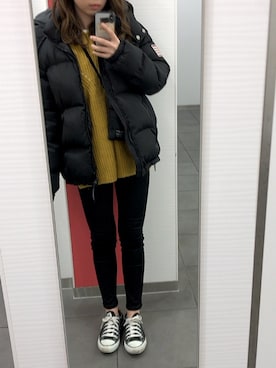 「UNIQLO（ユニクロ）のWOMEN ウルトラストレッチジーンズ（デニムパンツ）」を使った、natsuさん（レディース・160cm）の冬コーディネート