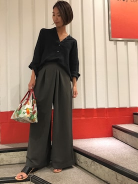 「blanc basque（ブランバスク）のアイテム（パンツ）」を使った、MISATOさん（レディース・163cm）の夏コーディネート