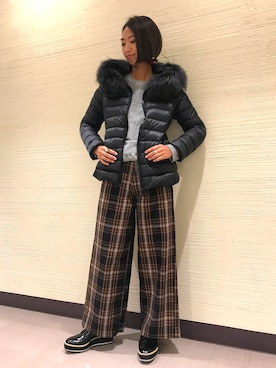 「秋のブラウンスタイル」｜「アイテム（ダウンジャケット/コート）」を使った、MISATOさん（レディース・163cm）の秋コーディネート