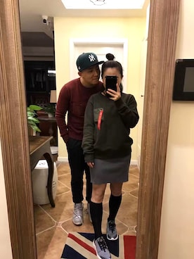 「Alpha Industries（アルファインダストリーズ）のアイテム（ポロシャツ、その他）」を使った、shirelysunさん（レディース・155cm）の冬コーディネート