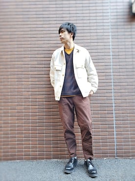 「ニコアンド」｜「アイテム（デニムジャケット）」を使った、kyo_skeeさん（メンズ・180cm）の秋コーディネート