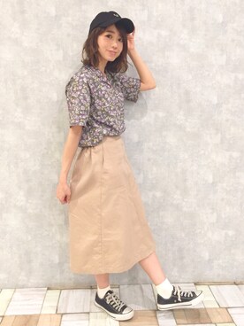 「おちびさん」｜「アイテム（キャップ）」を使った、Ami Kondoさん（レディース・151cm）の春コーディネート