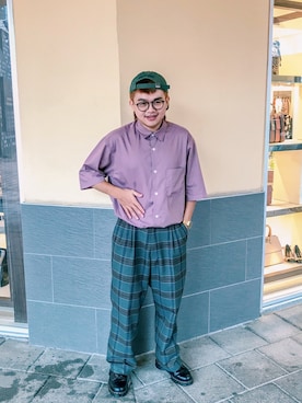「TOMMY HILFIGER（トミーヒルフィガー）のアイテム（キャップ）」を使った、Richard 查씨さん（メンズ・160cm）の夏コーディネート