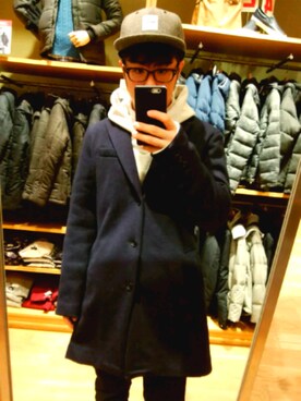 「Right-on（ライトオン）のアイテム（チェスターコート）」を使った、ひろとさん（メンズ・175cm）の冬コーディネート